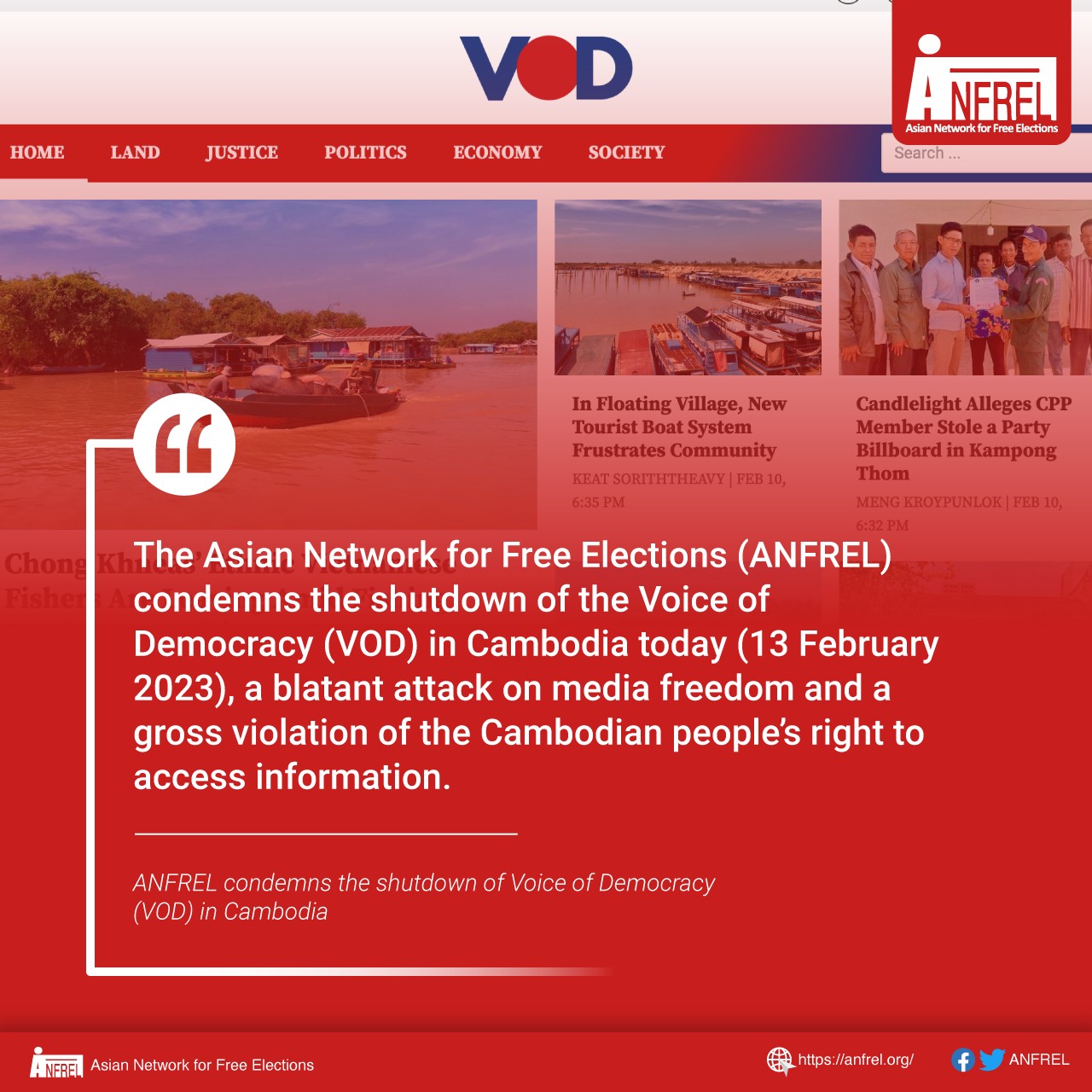 ANFREL condemns the shutdown of Voice of Democracy (VOD) in Cambodia Open Development Cambodia (ODC)