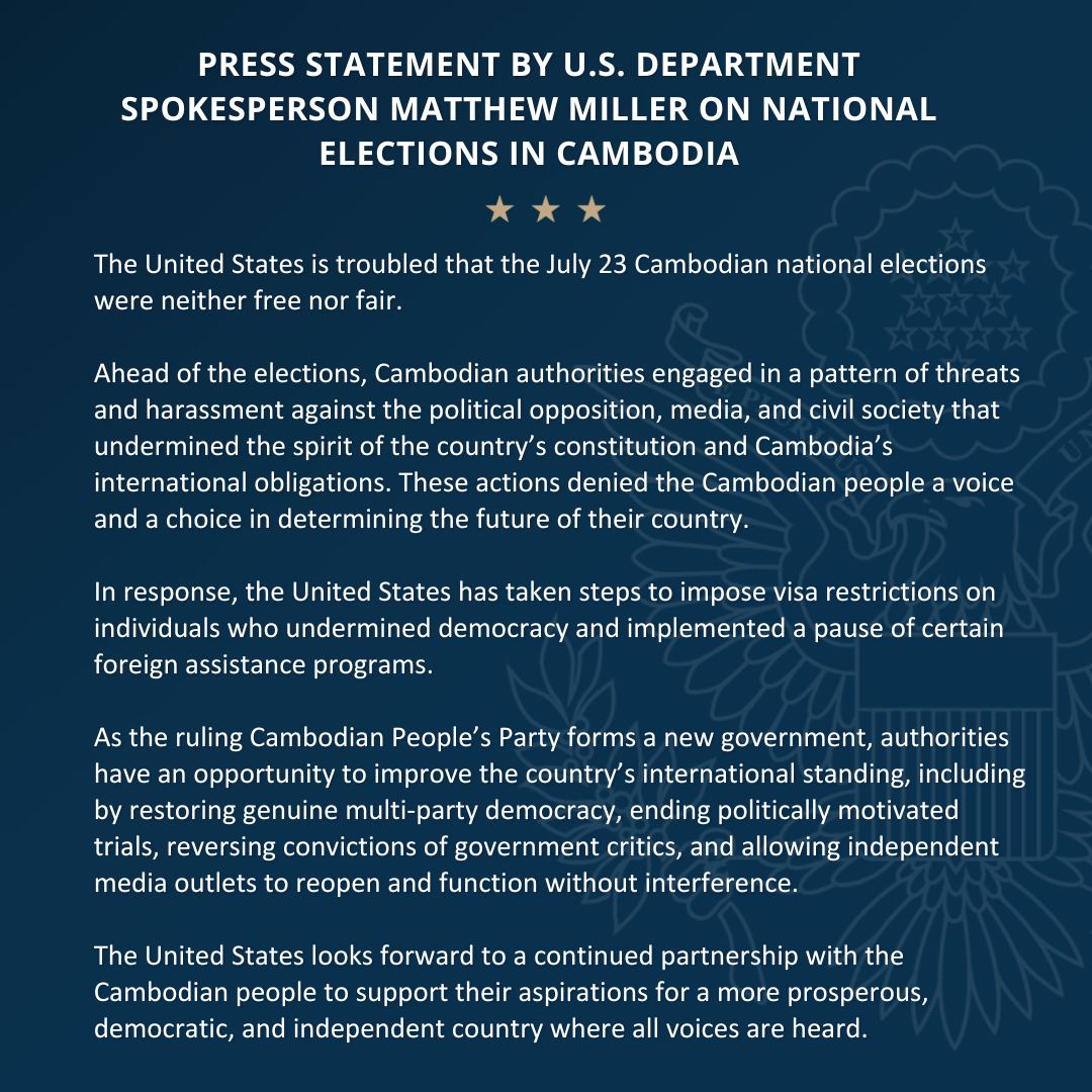 Press statement by Department Spokesperson Matthew Miller on national ...