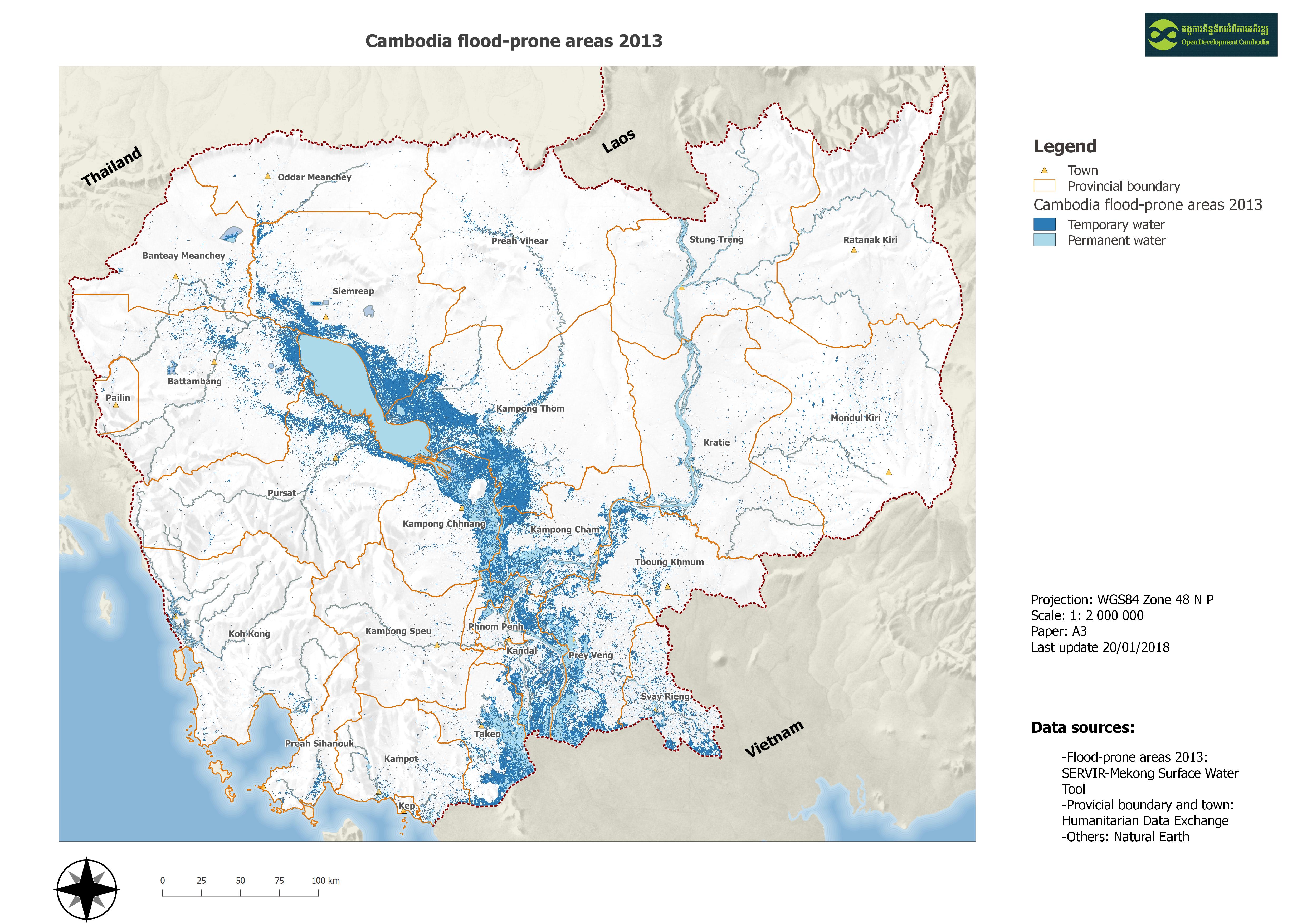Cambodia flood-prone areas 2013