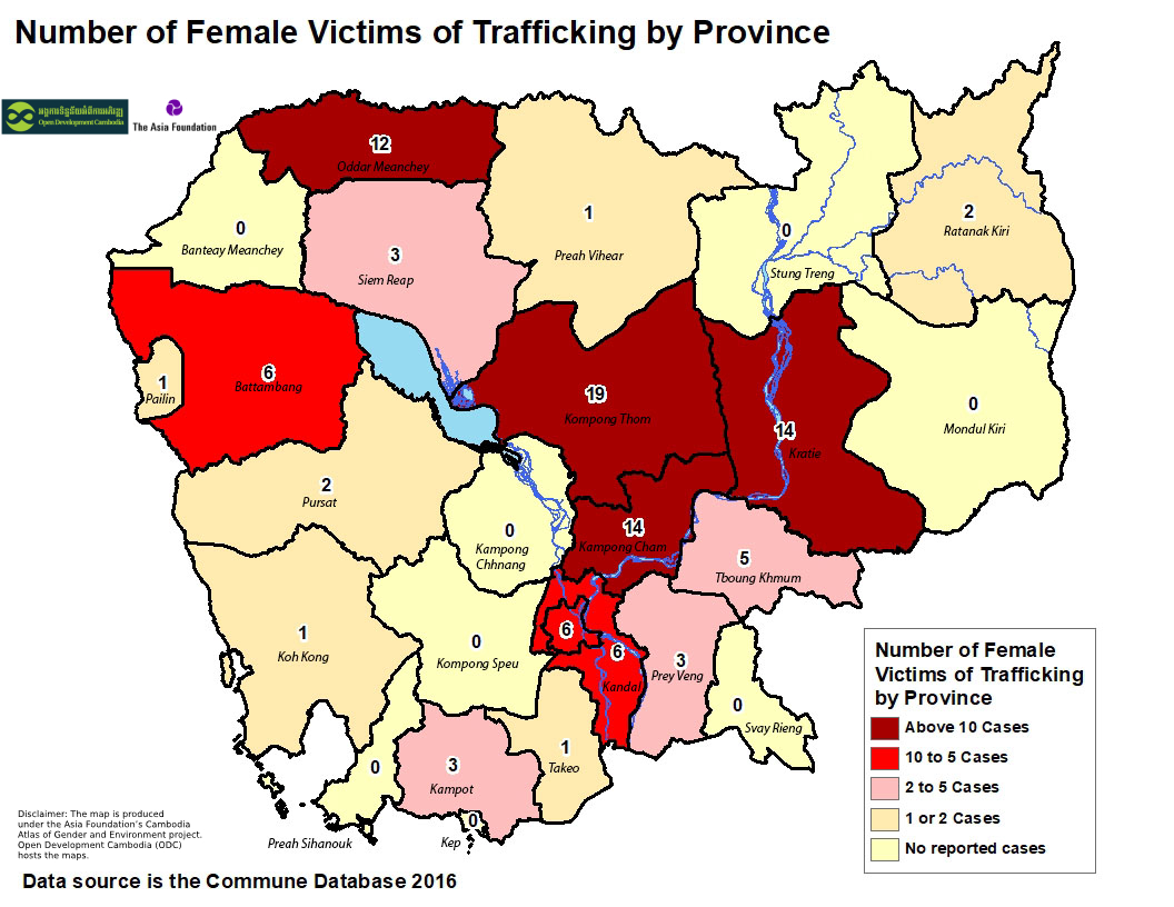 Number of Female Victims of Trafficking by Province