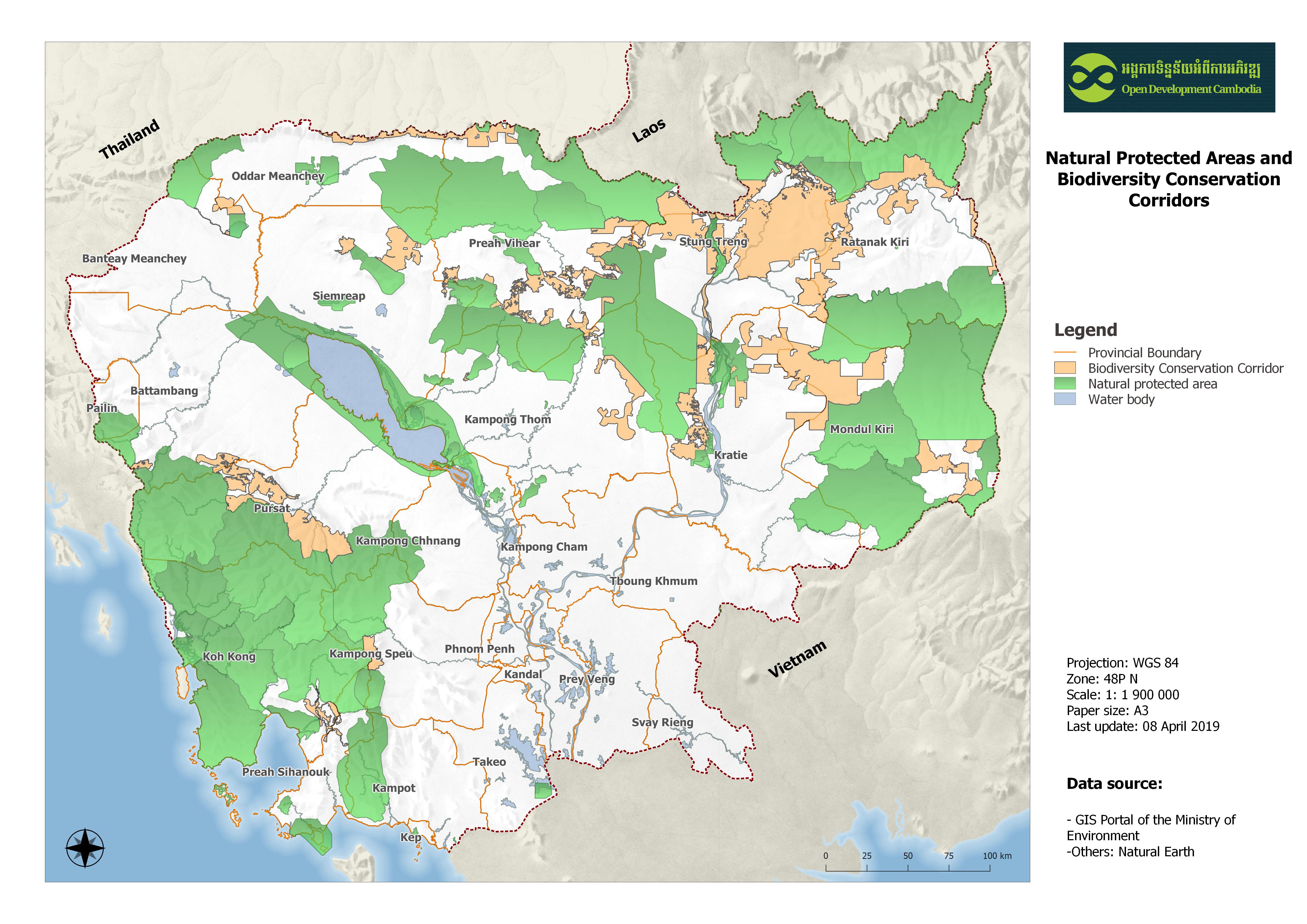 Natural protected areas and biodiversity conservation corridors