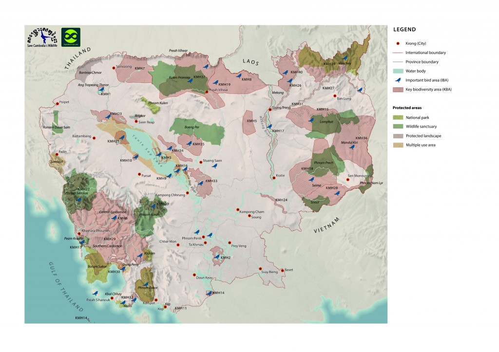 Key Biodiversity and Important Bird Area (KBAs/IBAs) in Cambodia. Atlas of Cambodia 2013, Save Cambodia’s Wildlife, 2nd edition. 